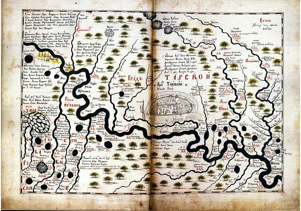 Карта из Ремезовской летописи. Градъ Тарской